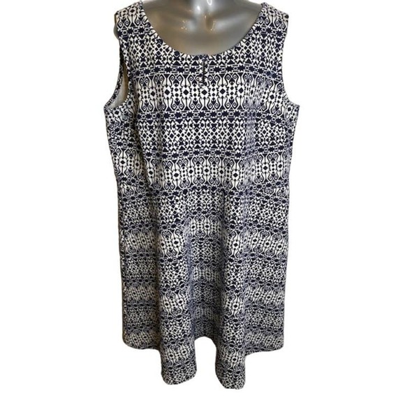 Talbots Dresses & Skirts - Talbots Womens A Line Knit Geometric Sleeveless Dress Navy White 2X
